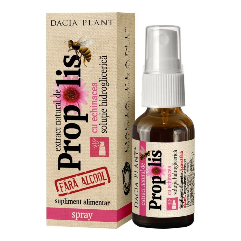 Set 2 x Spray Propolis cu Echinacea fara Alcool, 20 ml, Dacia Plant