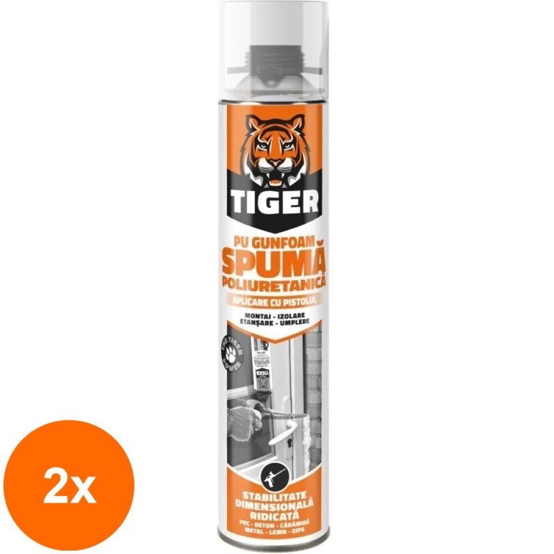 Set 2 x Spuma Poliuretanica Pistol, Tiger, 700 ml