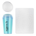 Set 2 x Stampila Unghii Silicon Cu Racleta, Clear Blue Luxorise