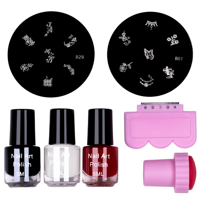 Set 2 x Stampile Unghii cu Matrite si Oja Speciala Classy Nails, SensoPRO Milano
