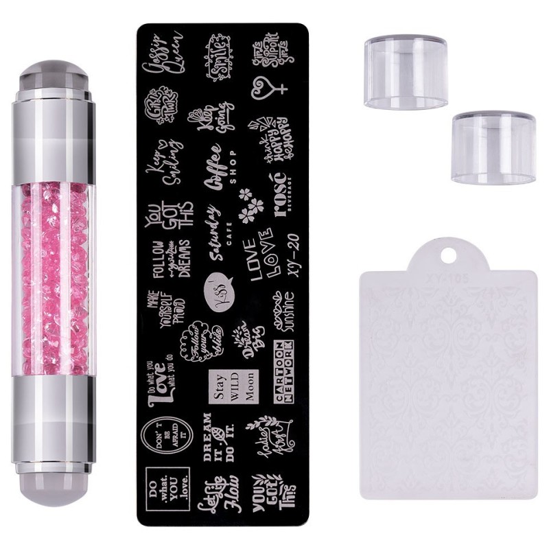 Set 2 x Stampile Unghii + Matrita Crystal Nail Art, Xy-20, SensoPRO Milano