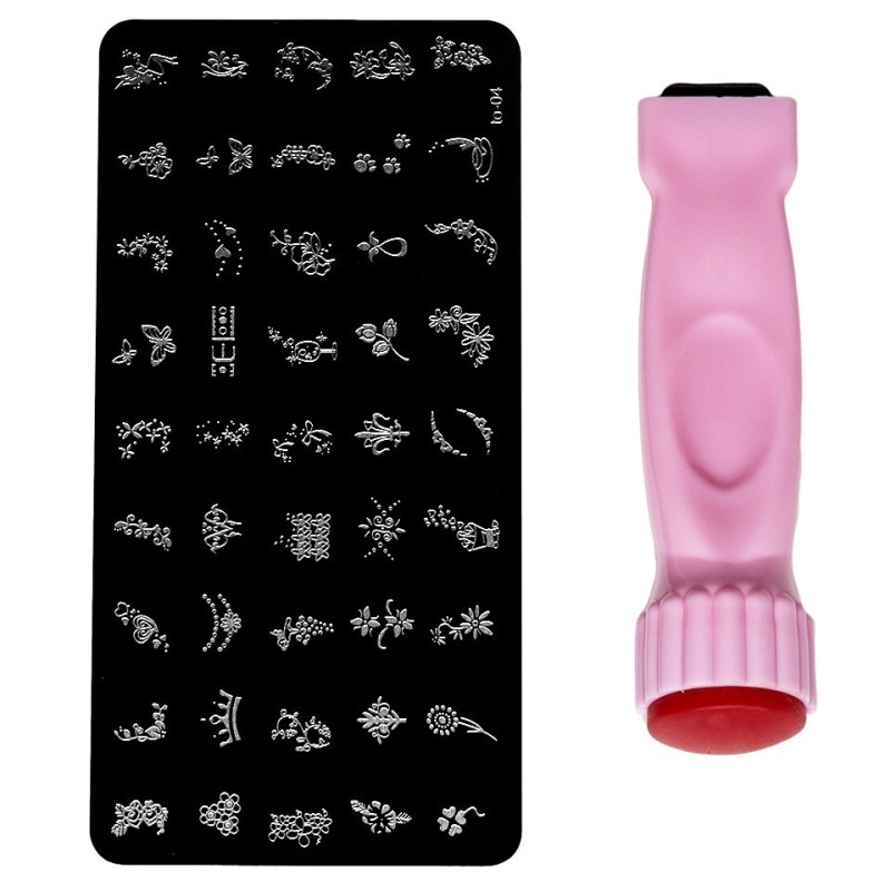 Set 2 x Stampile Unghii Roz + Matrita To-04