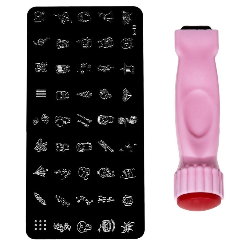 Set 2 x Stampile Unghii Roz + Matrita To-10