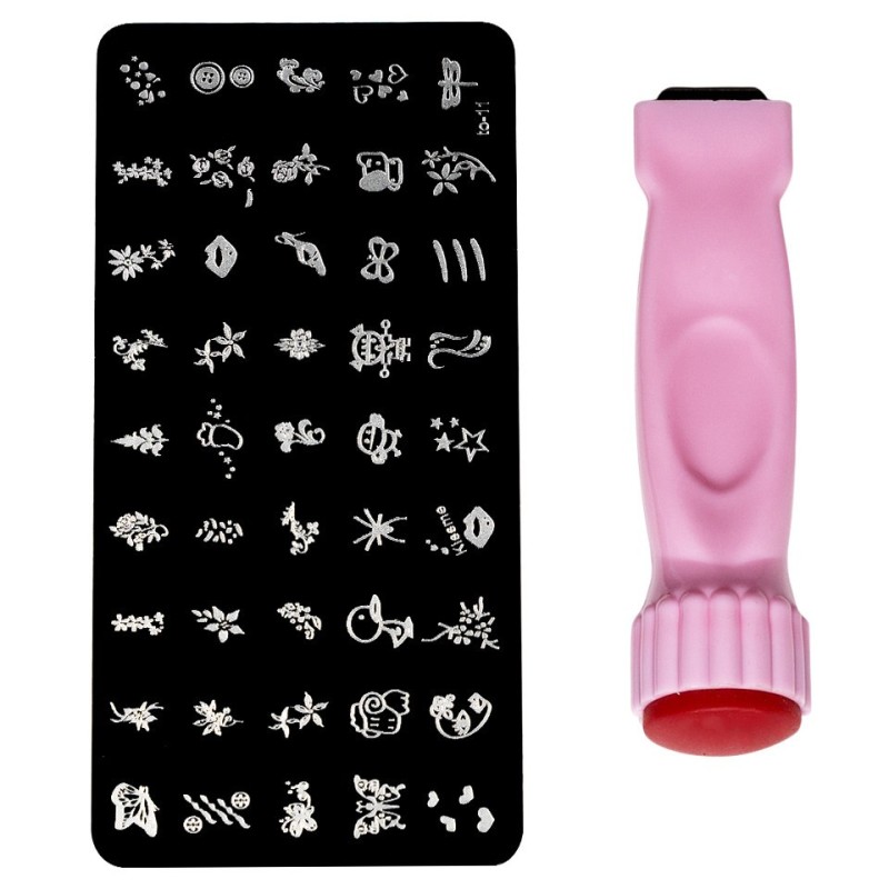 Set 2 x Stampile Unghii Roz + Matrita To-11