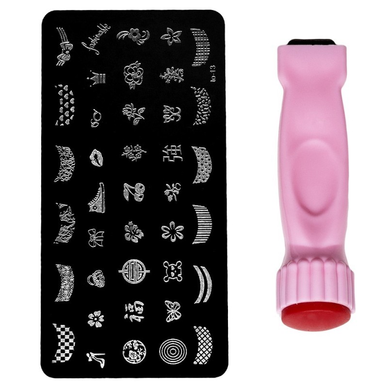 Set 2 x Stampile Unghii Roz + Matrita To-13