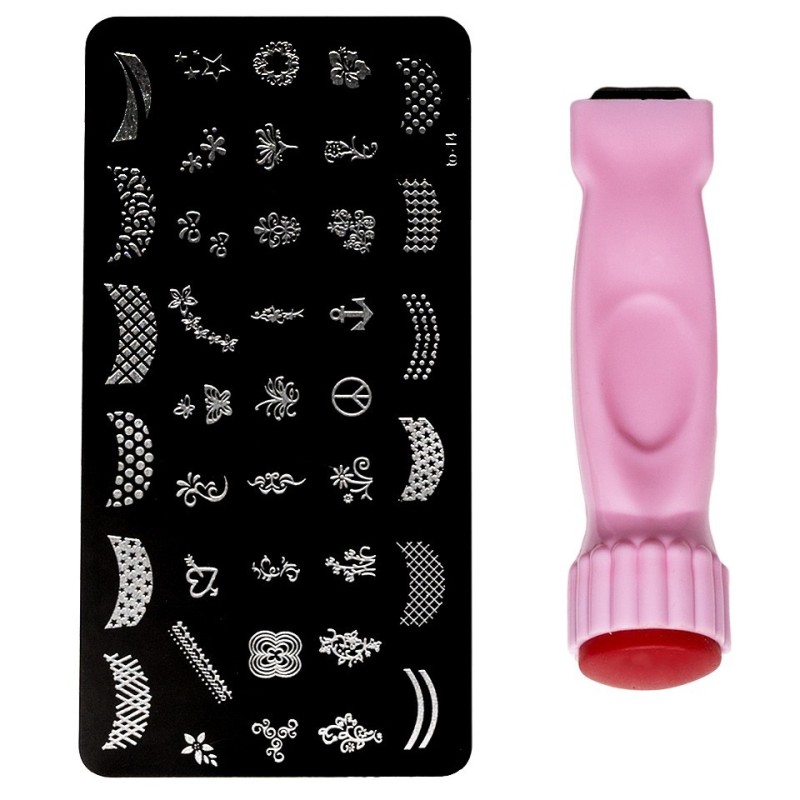 Set 2 x Stampile Unghii Roz + Matrita To-14