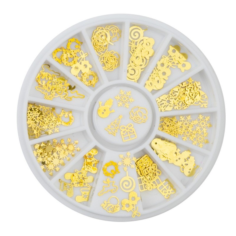 Set 2 x Strasuri Unghii Gold Christmas