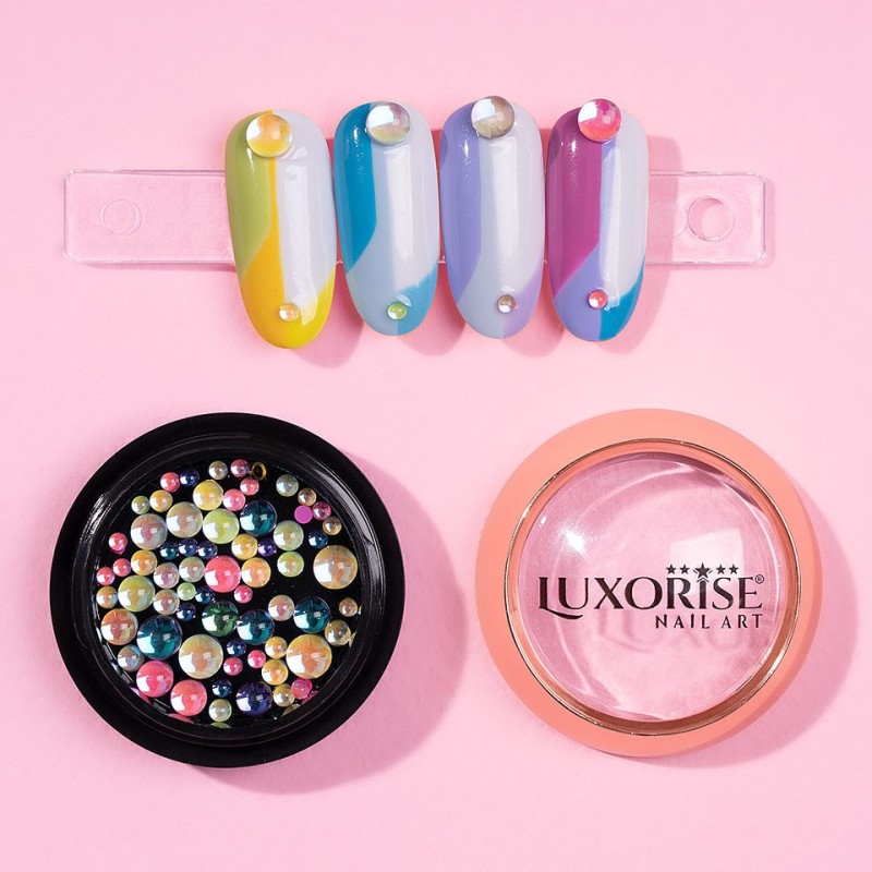 Set 2 x Strasuri Unghii Luxorise Crystal, Rainbow Drops