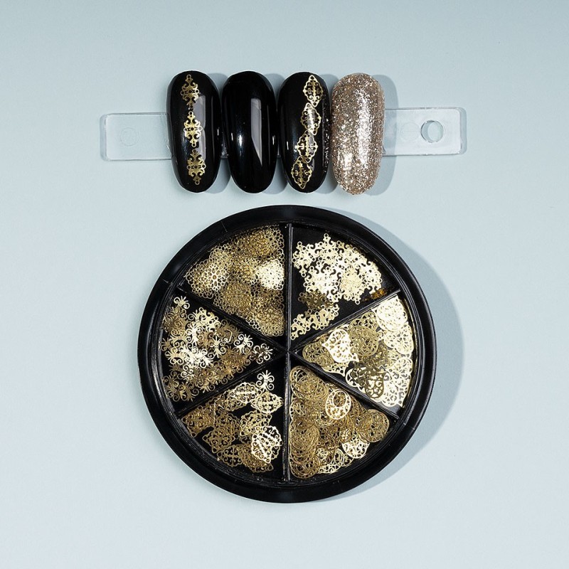 Set 2 x Strasuri Unghii Luxorise, Fantasy Gold, 6 Modele