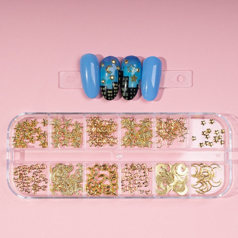 Set 2 x Strasuri Unghii Luxorise, Gold Nights, 12 Modele