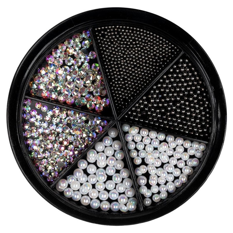 Set 2 x Strasuri Unghii Luxorise, Royal Silver & Black, 6 Modele