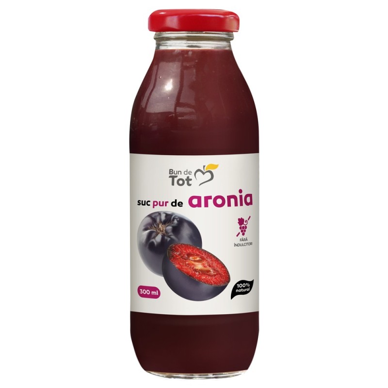 Set 2 x Suc Pur de Aronia fara Zahar, 300 ml, Bun de Tot
