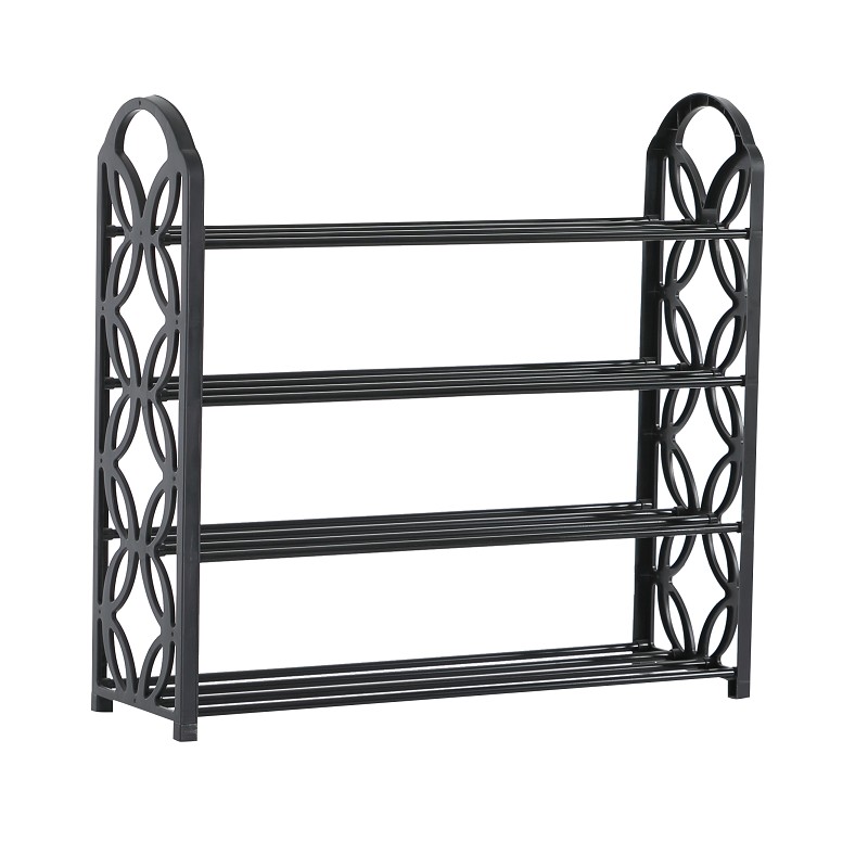 Set 2 x Suport cu 4 Rafturi din Metal si Plastic, pentru Incaltaminte, 62.50 X 21 X 60 Cm, Blueberg