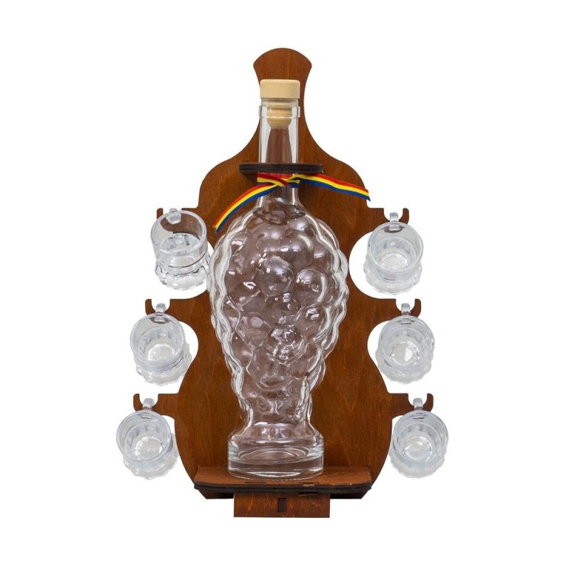 Set 2 x Suport cu Sticla in Forma de Ciorchine de Struguri, cu 6 Pahare Shot, 34 x 22 cm