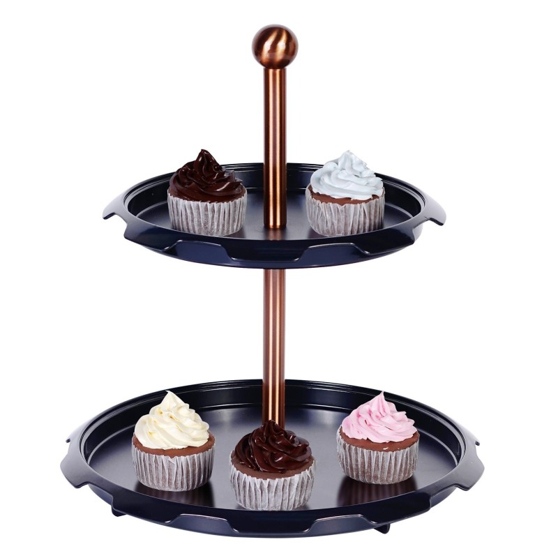 Set 2 x Suport pentru prajituri, din Metal si Plastic, cu doua niveluri, 30 x 30 x 32 cm, Grunberg GR3230