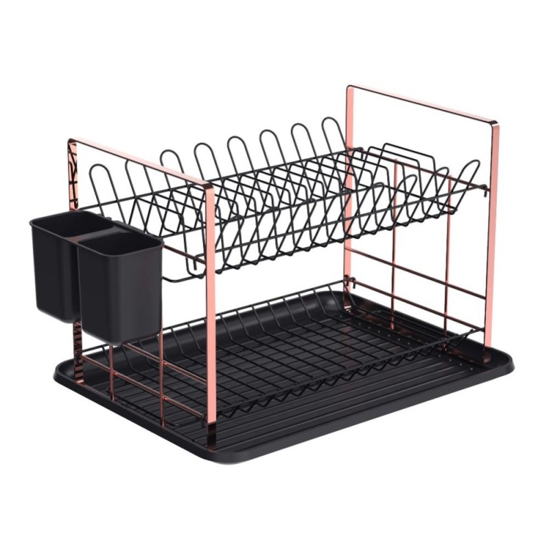 Set 2 x Suport Vase, cromat finisaj mat, cu Tava din Plastic si suport Tacamuri, 48x32x29 cm, Grunberg GR3232