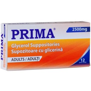 Prima Set 2 x Supozitoare Glicerina Adulti, 2500 mg, 12 Supozitoare