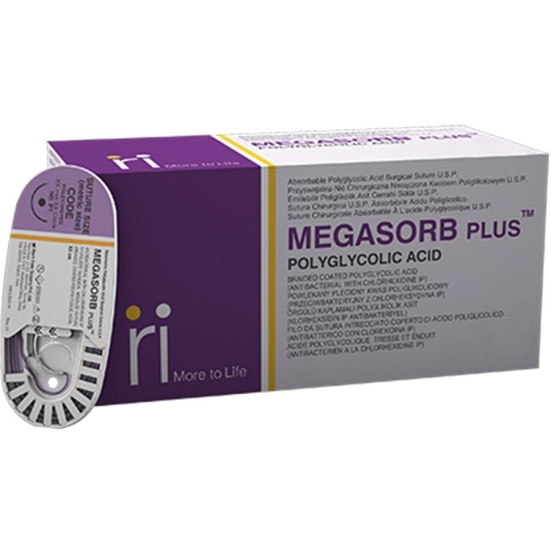 Set 2 x Sutura Resorbabila Acid Poliglicolic, USP 3/0, 70 cm, Ac Rotund 1/2 30 mm, pentru Proceduri Generale