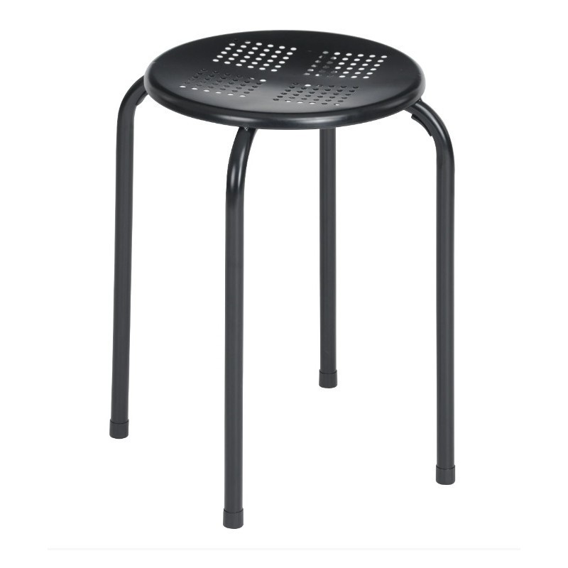 Set 2 x Taburet Metalic, Negru,  Ø 30 x 45 c, Blueberg