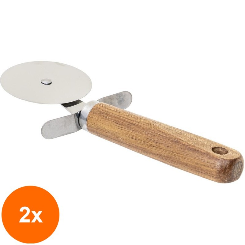 Set 2 x Taietor Pizza, Manere din Lemn, Lungime 20.5 cm