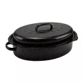 Set 2 x Tava Cuptor, Emailata, cu Capac pentru Gatit Rata, 37 x 26 cm, 3.5 l, Negru