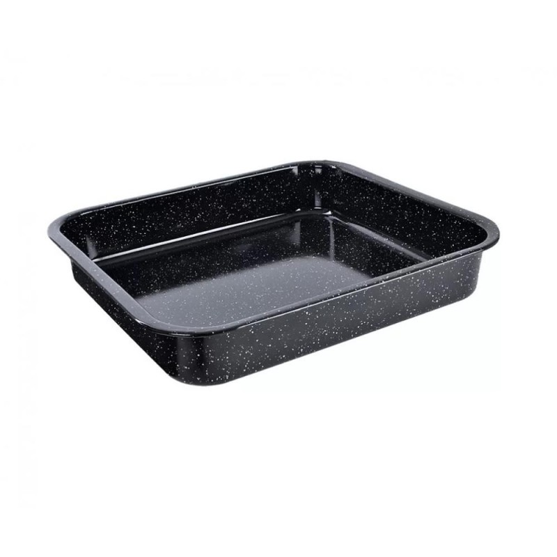 Set 2 x Tava de Copt Emailata Jumbo, 42 x 37 cm, Neagra, Emailul Medias