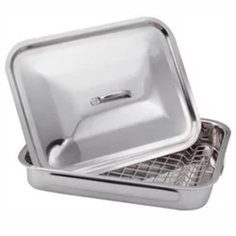Set 2 x Tava din Inox cu Capac si Raft, 35 x 26 cm, Perfect Home
