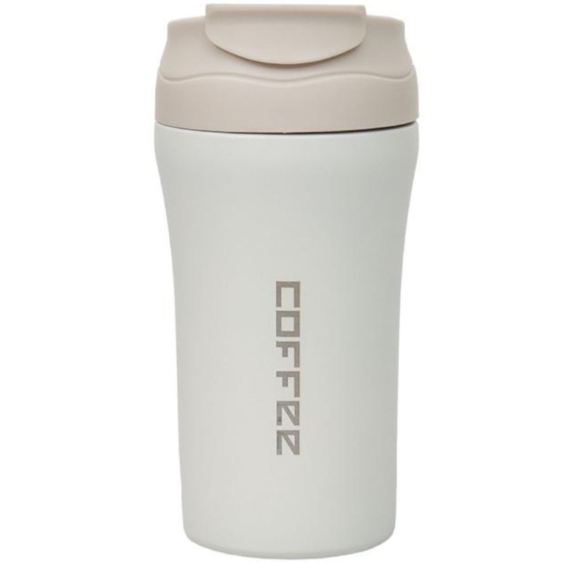 Set 2 x Termos cu Interior din Inox, Capacitate 400 ml, cu Pai, Alb