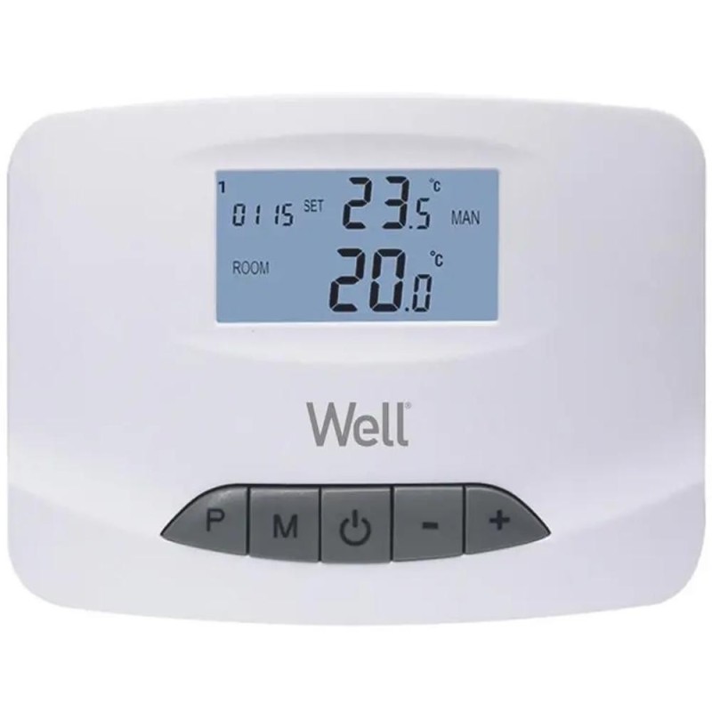 Set 2 x Termostat Electronic Programabil Well, cu Fir, LCD, 2 x AAA