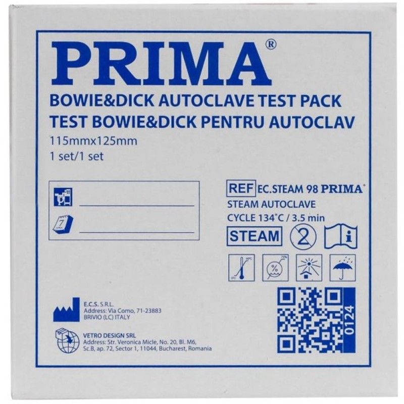 Set 2 x Teste Bowie-Dick pentru Testare Autoclav, Prima