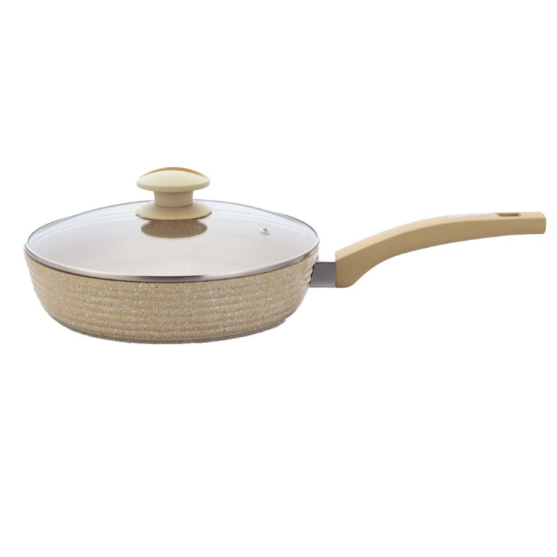 Set 2 x Tigaie Crem, Aluminiu 24 cm, Interior Ceramica Marmorata, Grunberg