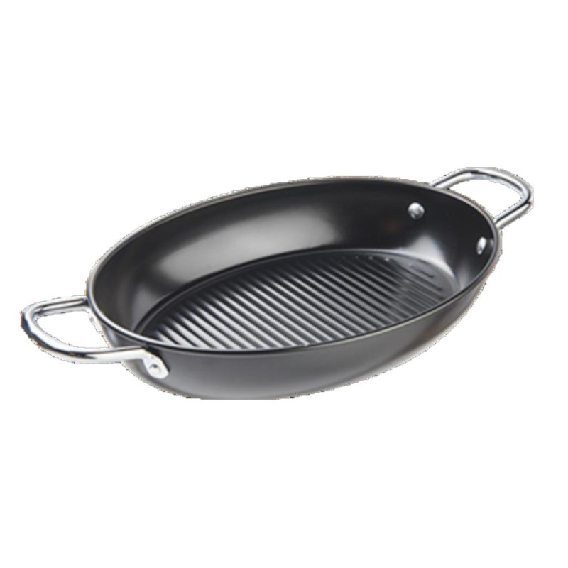 Set 2 x Tigaie Gratar din Otel, cu Invelis Antiaderent, 2 l, 30 x 21 x 5.50 cm, Neagra, Grunberg