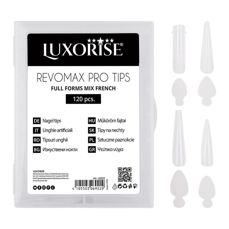 Set 2 x Tipsuri Reutilizabile Revomax Pro Tips Luxorise, Full Forms Mix French, 120 Bucati