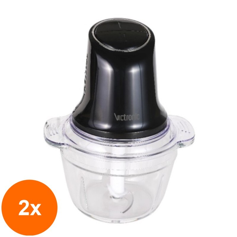 Set 2 x Tocator Electric, Sticla, Putere 500 W, Capacitate 1 l, 2 Viteze, Baza Anti-alunecare, Victronic