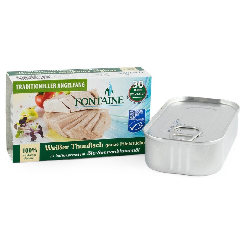 Set 2 x Ton Alb in Ulei Bio de Floarea Soarelui Presat la Rece, Fontaine, 120 g