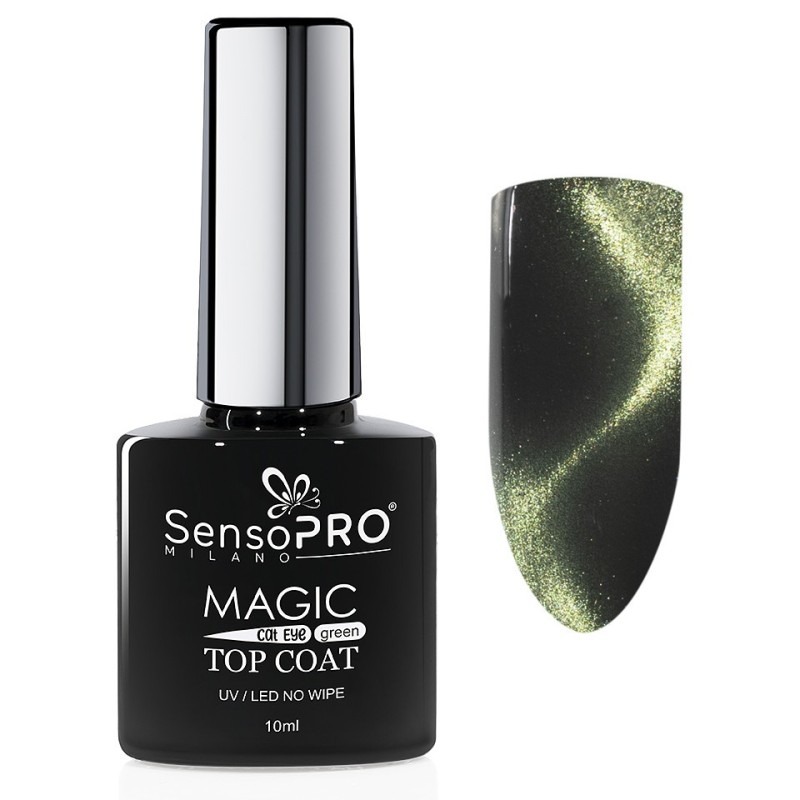 Set 2 x Top Coat Cat Eye SensoPRO Milano 10 ml, Green