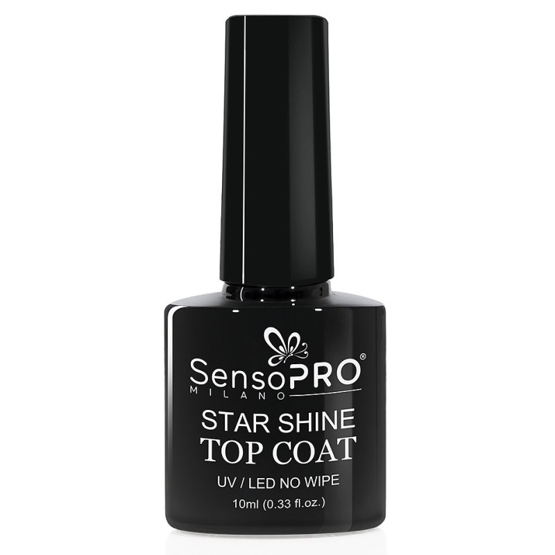 Set 2 x Top Coat Oja Semipermanenta Star Shine SensoPRO Milano 10 ml, Gel De Finish