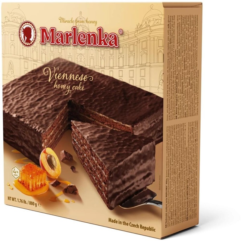 Set 2 x Tort Viennese Marlenka, cu Caise, Mere si Glazura de Cacao,  800 g