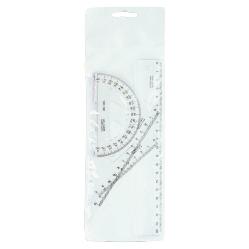 Set 2 x Trusa Geometrie Mica Cristal, Rigla, 2 Echere si Raportor, Koh-I-Noor