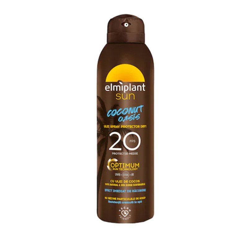 Set 2 x Ulei autobronzant cu Protectie Solara Elmiplant Sun Coconut Oasis SPF 20, 150 ml