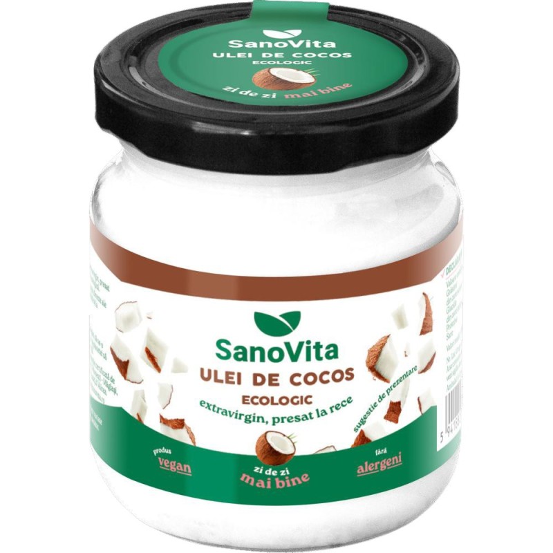 Set 2 x Ulei de Cocos Extravirgin Ecologic, Presat la Rece, Sanovita, 200 ml