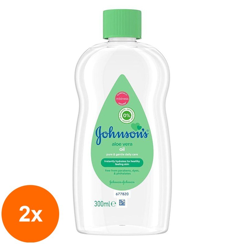 Set 2 x Ulei de Corp Johnson's Baby, cu Aloe Vera, 300 ml