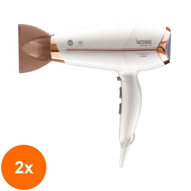 Set 2 x Uscator Par cu Functie Ionizare, Tehnologie Turmalina, 1800 - 2200 W, Victronic