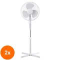 Set 2 x Ventilator cu Picior Well Chilly, 40 cm, 45 W, 3 Viteze, Oscilatie Stanga Dreapta, Alb