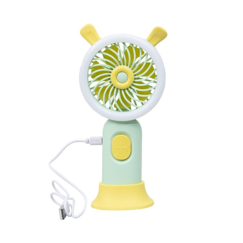 Set 2 x Ventilator de Mana cu Suport, 3 Viteze, 3.7W, Alimentare USB, Verde
