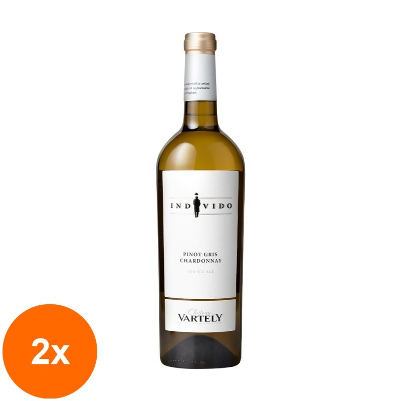 Set 2 x Vin Chateau Vartely Individo, Pinot Gris si Chadonnay, Alb Sec, 0.75 l