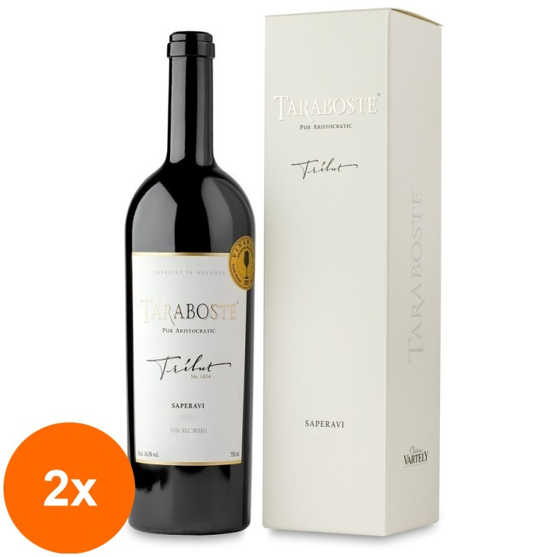Set 2 x Vin Chateau Vartely Taraboste Tribut, Saperavi, Rosu Sec, 0.75 l