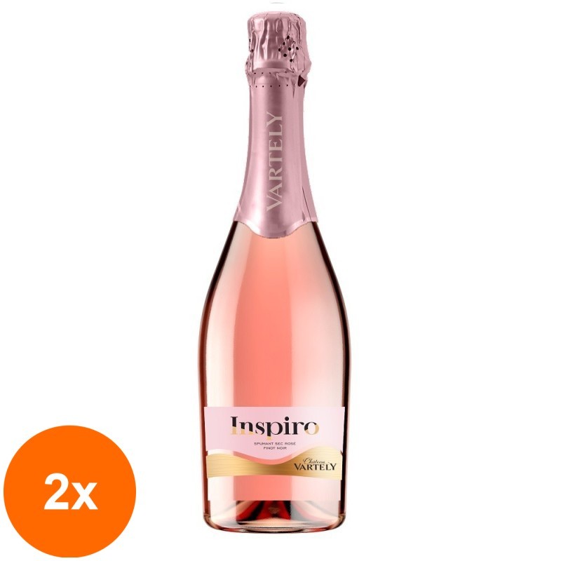 Set 2 x Vin Spumant Chateau Vartely Inspiro, Pinot Noir, Rose Sec, 0.75 l