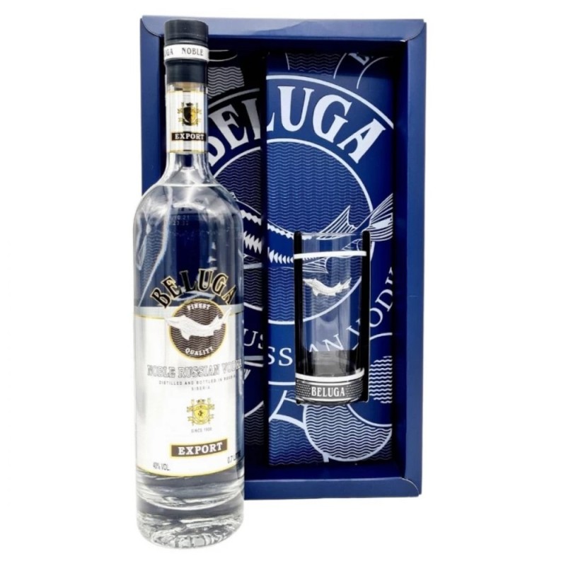 Set 2 x Vodka Beluga Noble, 40%, 0.7 l cu Pahar