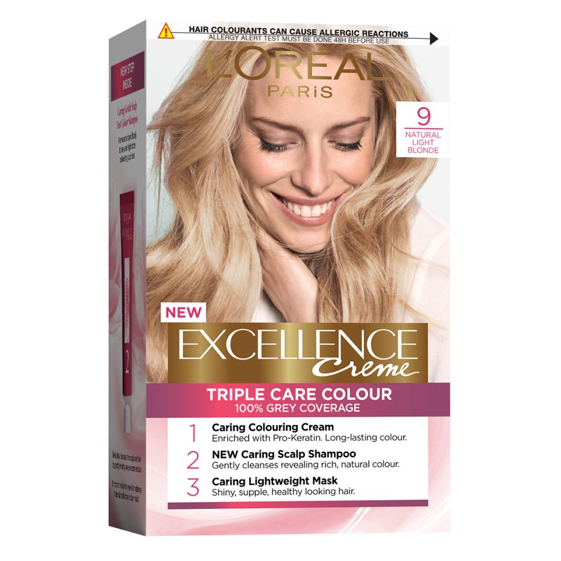 Set 2 x Vopsea de Par Permanenta cu Amoniac L'Oreal Paris Excellence Creme 9 Blond foarte Deschis, 192 ml